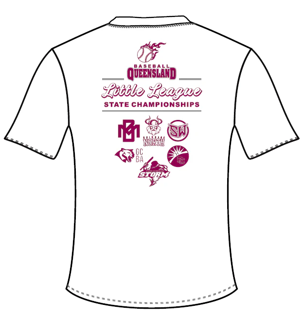 Baseball Queensland | PRE-ORDER | Little League Tee - Unisex (White) - Image 2