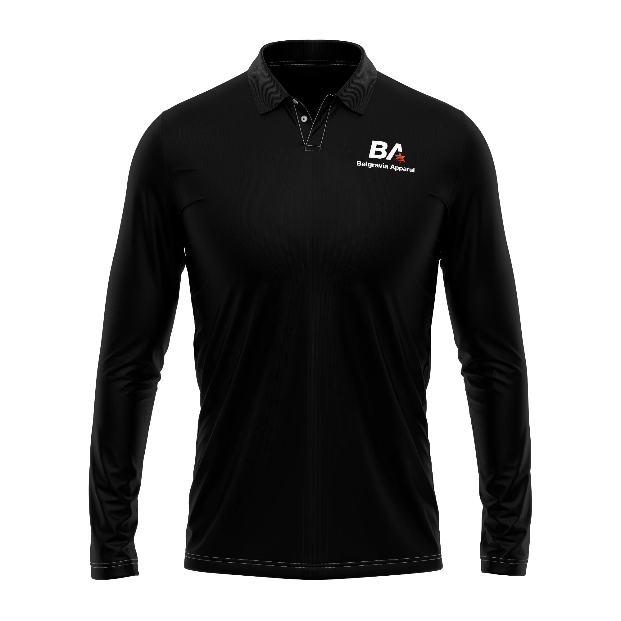 Belgravia Apparel Staff | Womens Black Long Sleeve Polyester Polo