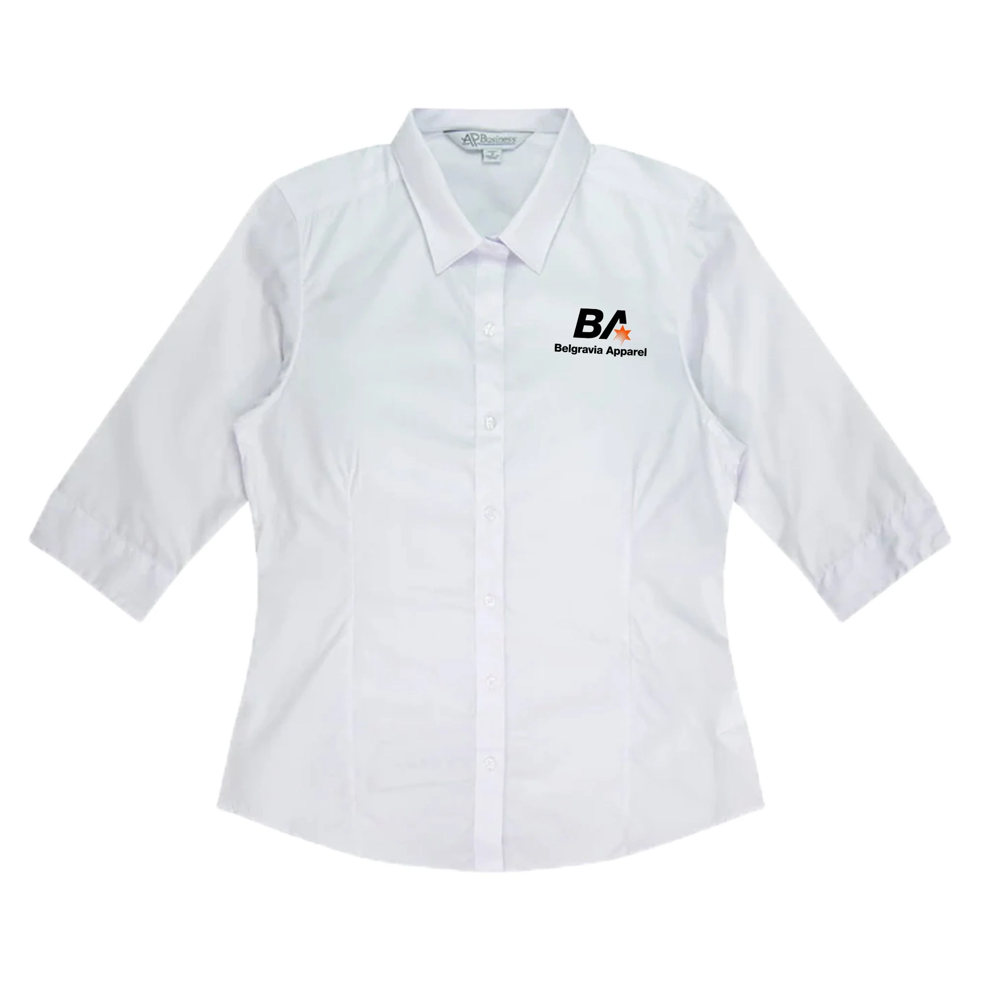 Belgravia Apparel Staff | Womens White 3/4 Sleeve Shirt