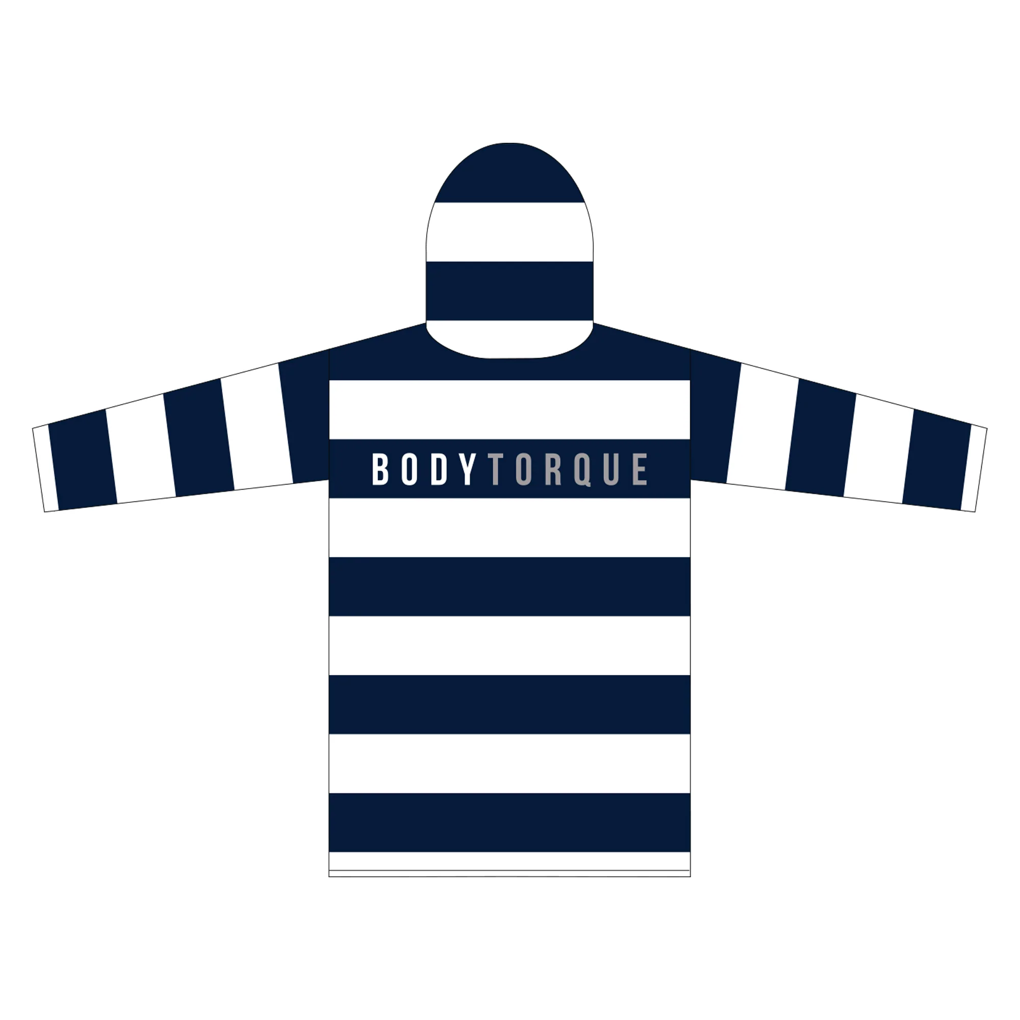 Belgravia Leisure | Adult Hooded Towel - Navy/White Stripe - Image 2