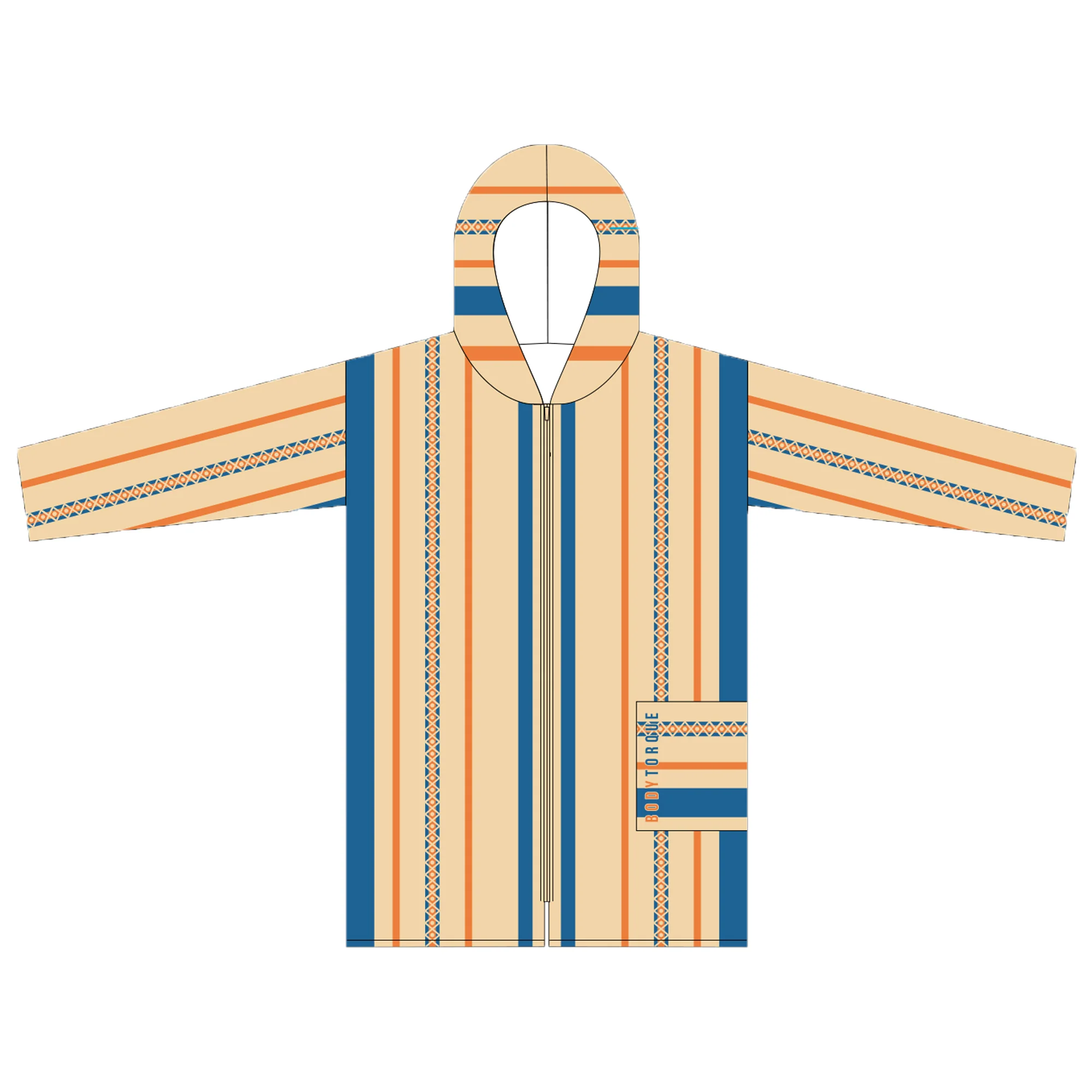 Belgravia Leisure | Adult Hooded Towel - Orange/Blue Stripe