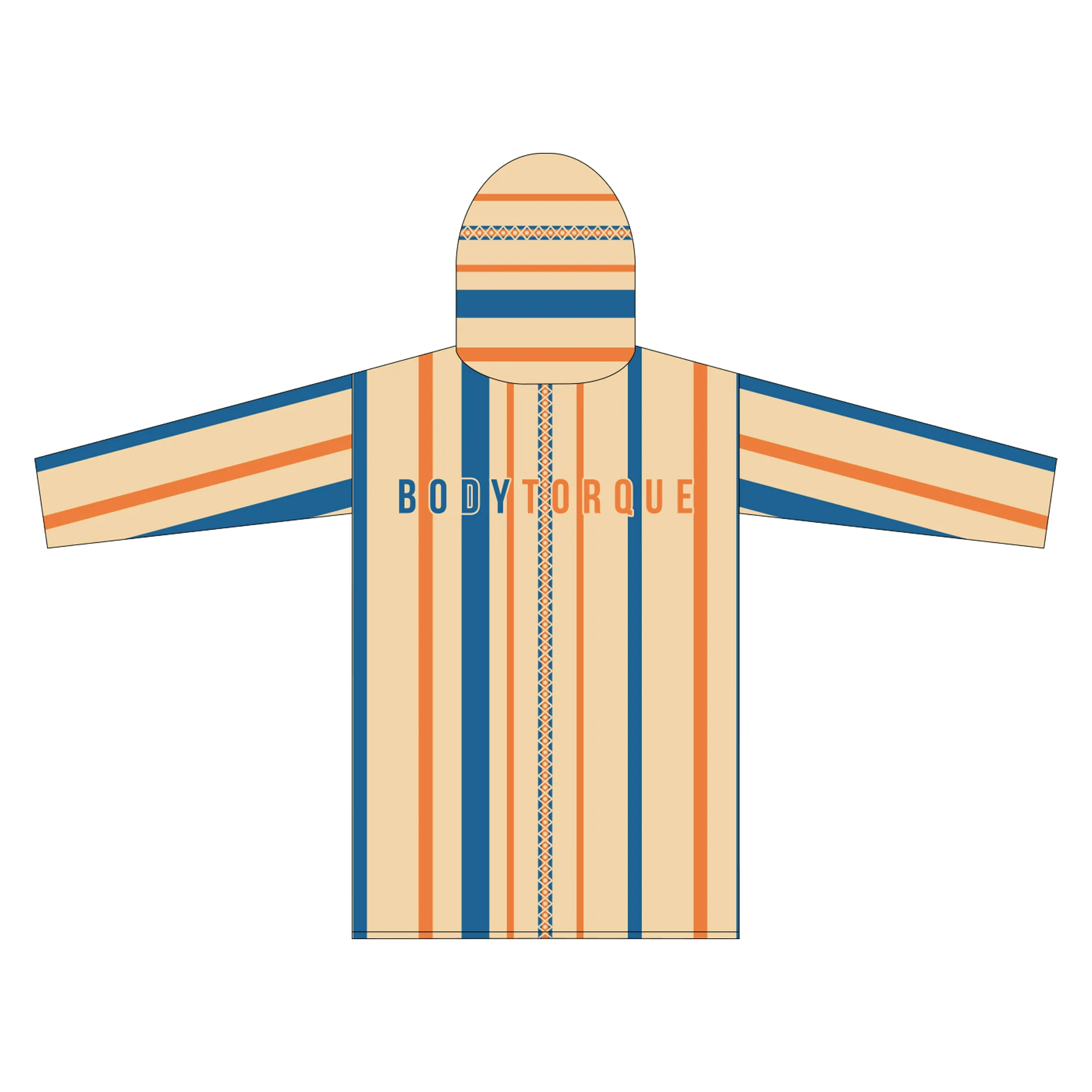 Belgravia Leisure | Adult Hooded Towel - Orange/Blue Stripe - Image 2