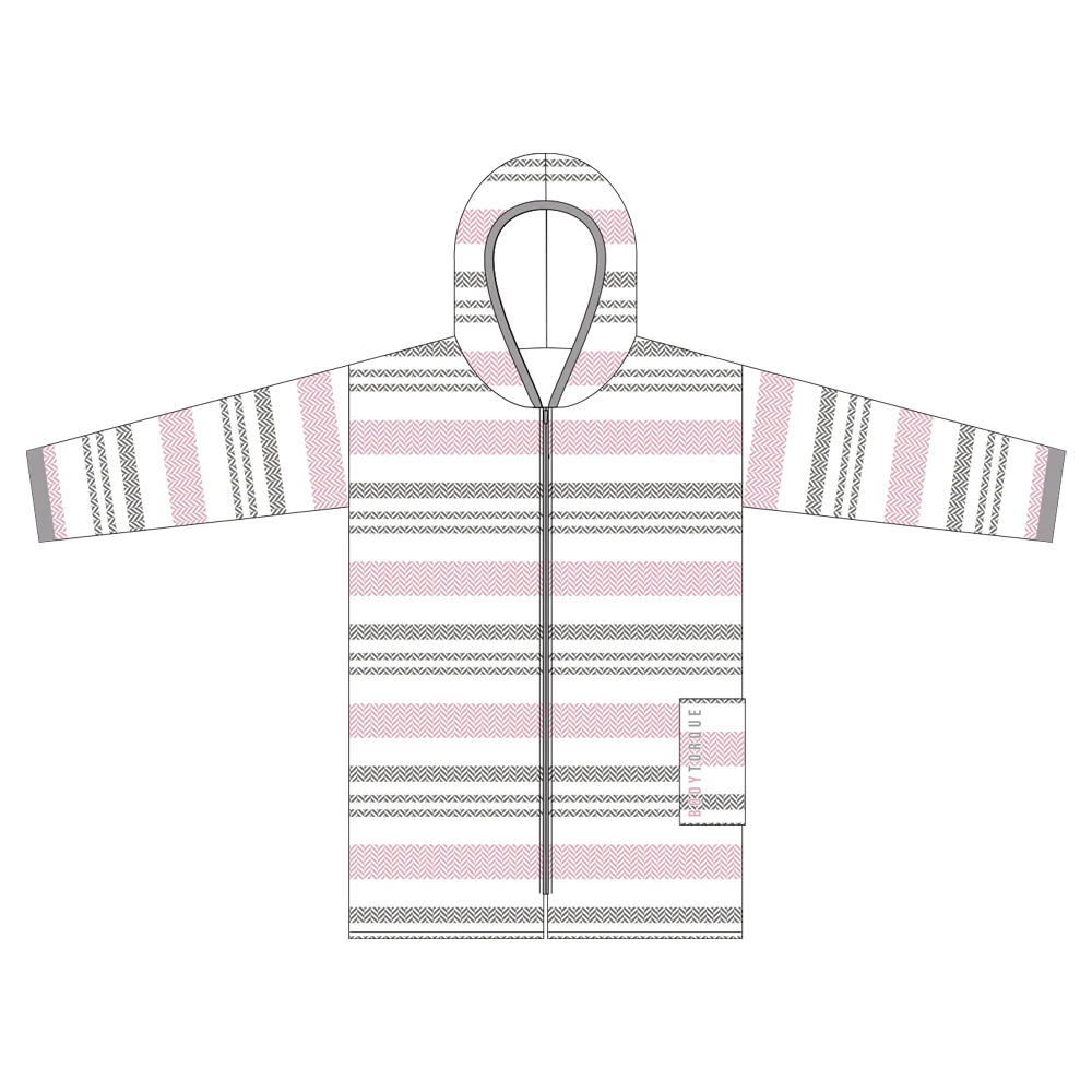 Belgravia Leisure | Adult Hooded Towel - Pink/Grey Stripe