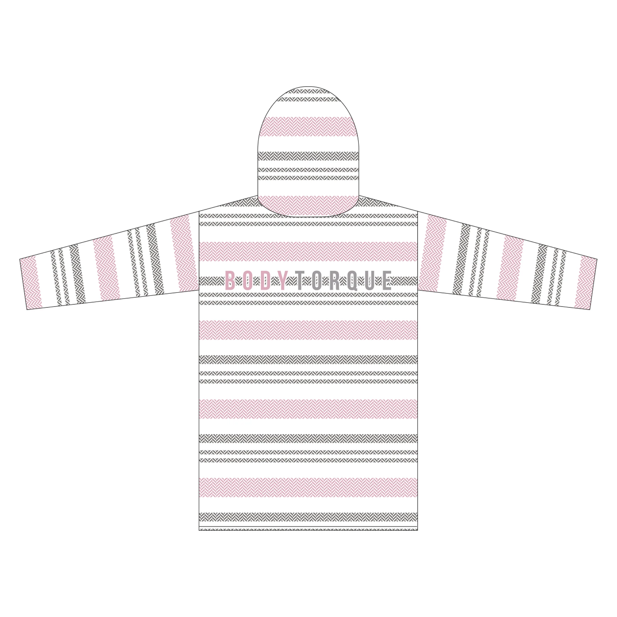 Belgravia Leisure | Adult Hooded Towel - Pink/Grey Stripe - Image 2
