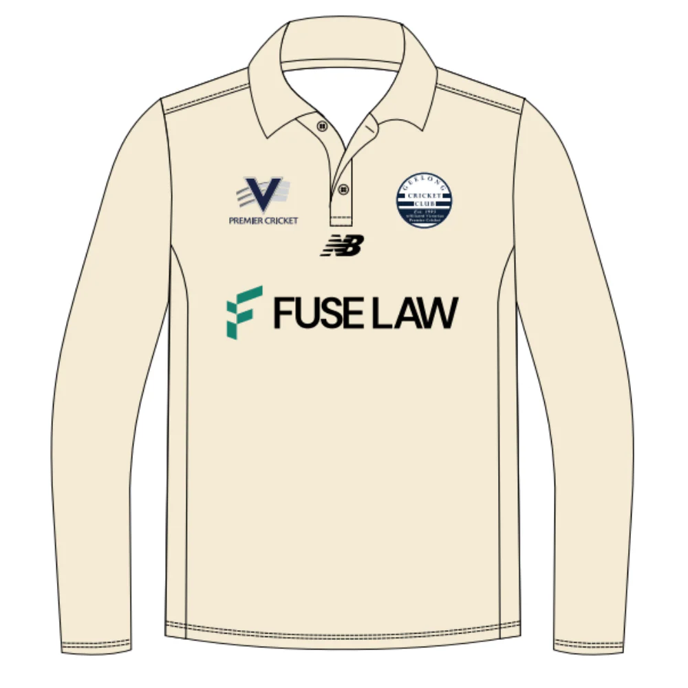 Geelong Cricket Club | PRE-ORDER | NB Unisex Polo - Two Day - Cream - Long Sleeve