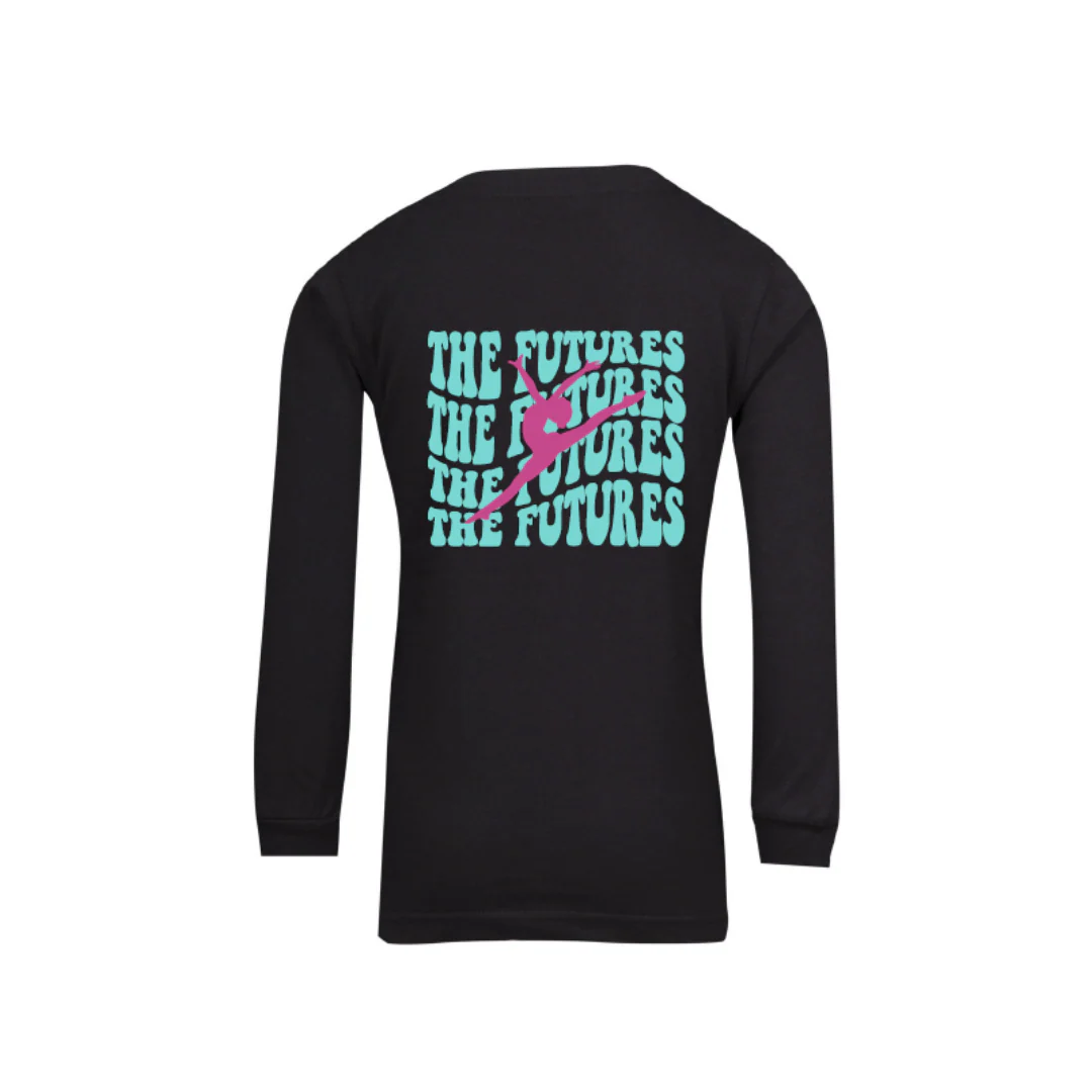 Gymnastics Future League | PRE-ORDER | Black LS Cotton Tee - Image 2