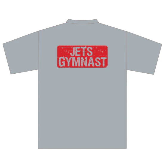 JETS Gymnastics | Level T-Shirt - Youth - Grey (red print) - Image 2
