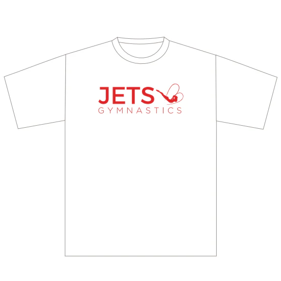 JETS Gymnastics | Level T-Shirt - Youth - White (red print)