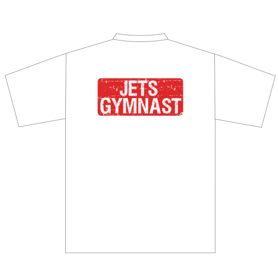 JETS Gymnastics | Level T-Shirt - Youth - White (red print) - Image 2