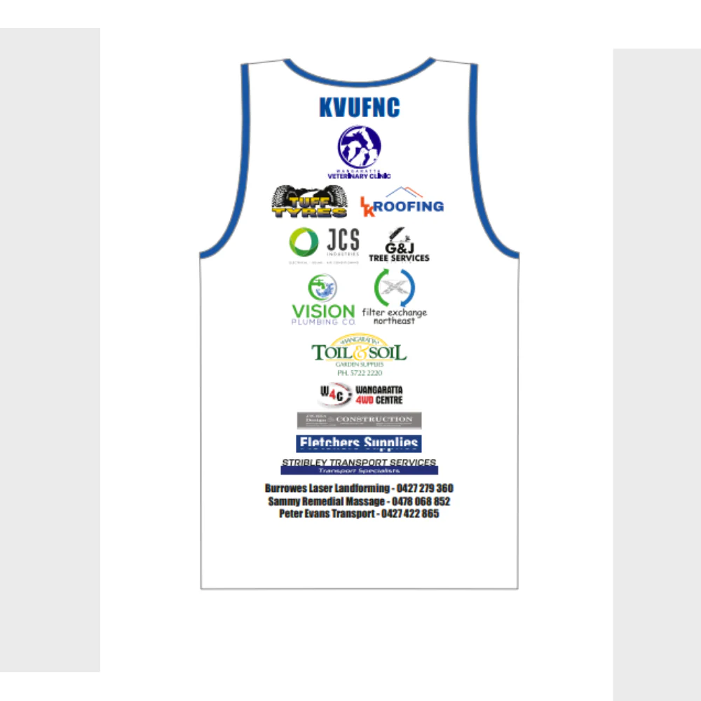 King Valley United FNC| PRE-ORDER| Unisex Singlet - Image 2