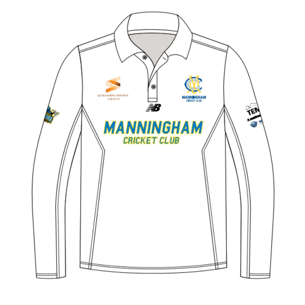 Manningham Cricket Club | PRE-ORDER | NB Unisex White Playing Polo - Long Sleeve