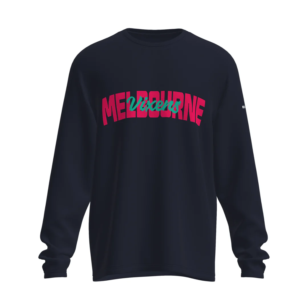 Melbourne Vixens | New Balance - MV Team Replica Travel Cotton LS T-Shirt Navy