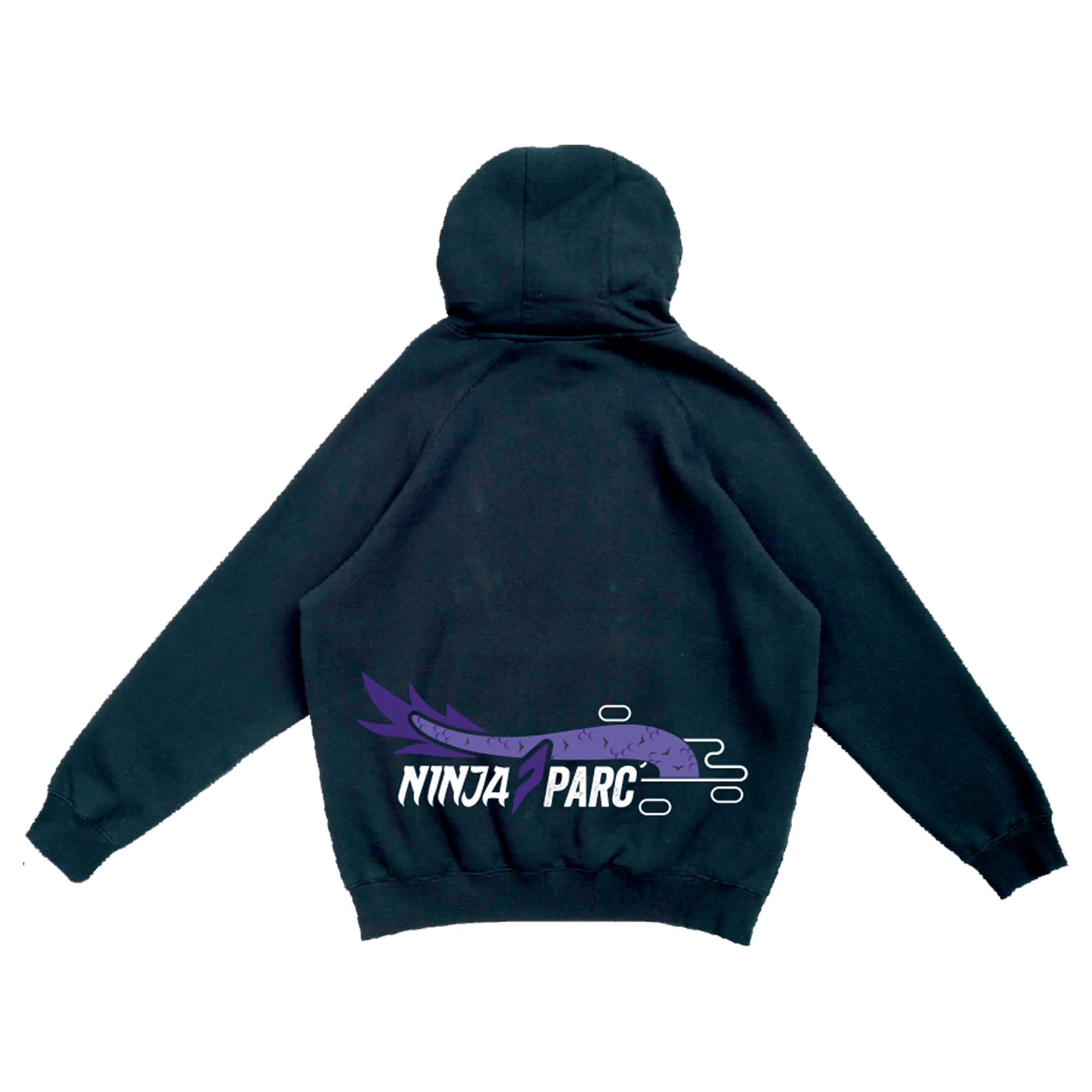 Ninja Parc | PRE-ORDER | Kangaroo Pocket Hoodie - Black Purple Dragon - Image 2