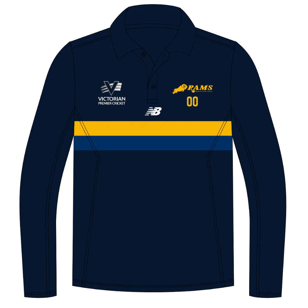 Ringwood Cricket Club | PRE-ORDER | Unisex Navy Polo - 1st Grade - Long Sleeve