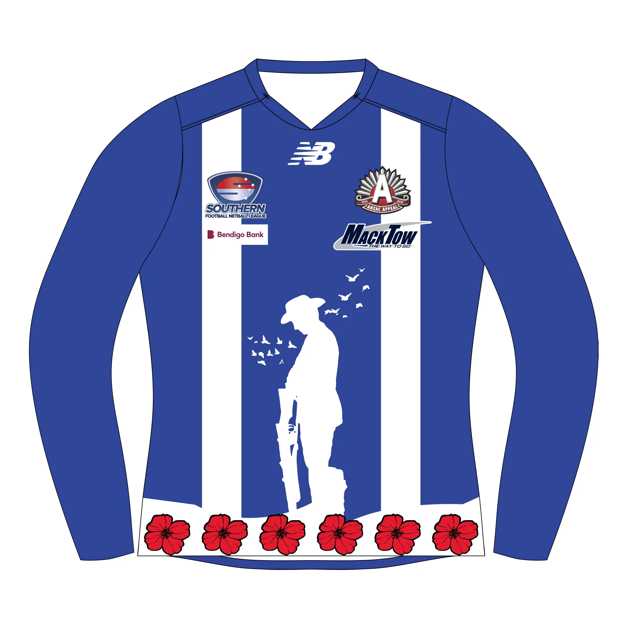 SFNL Moorabbin Kangaroos FC | NB ANZAC Guernsey - Long Sleeve
