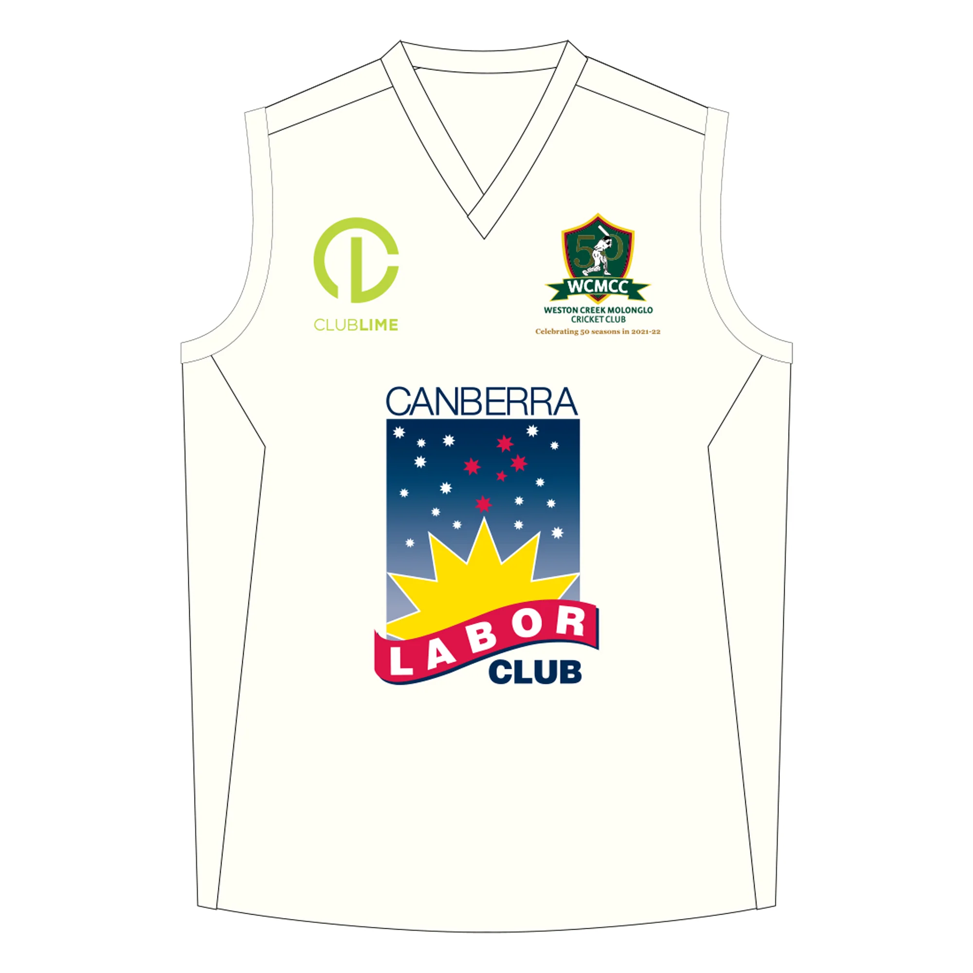 Weston Creek Molongolo CC | PRE-ORDER | Sleeveless Cricket Top 1 Day